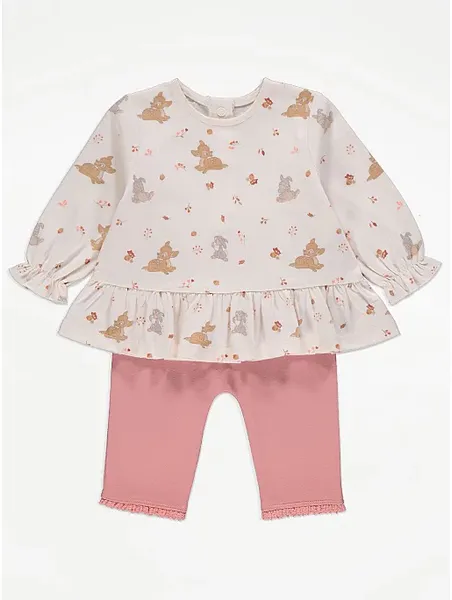 Hovedbilde Kjole og tights - Bambi - Hvit - Rosa